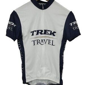 Trek Travel Short Sleeve Cycling Jersey Size S Womens 3/4 Zip White Race Set In